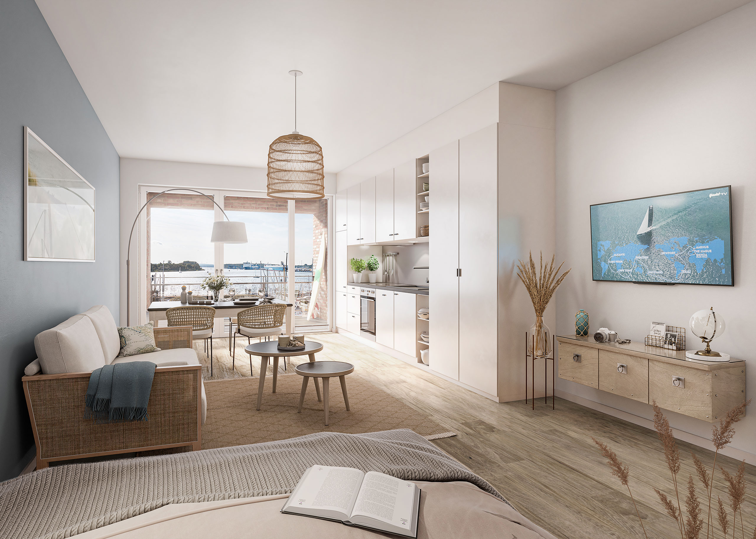 Wohnzimmer mit Blick auf die Ostsee