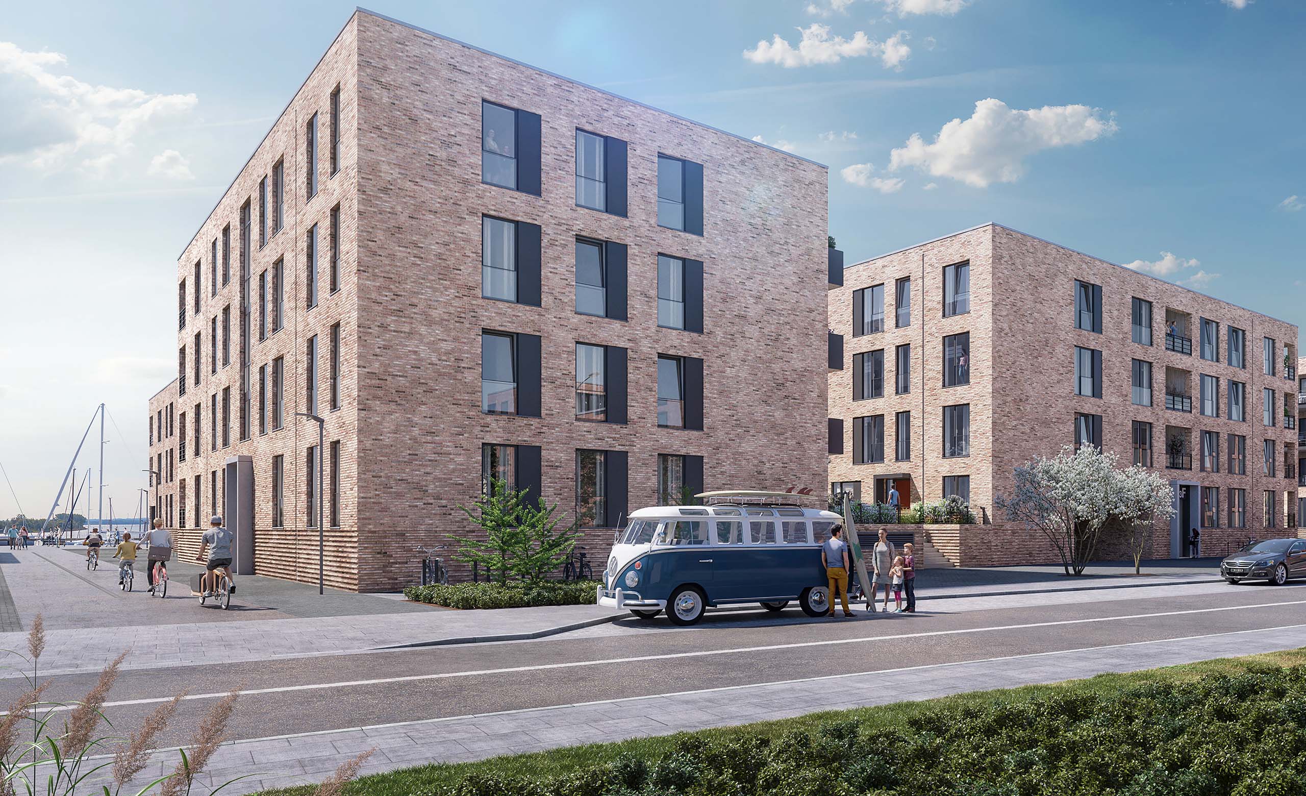 Ansicht Baltique von der Strasse mit VW Bus